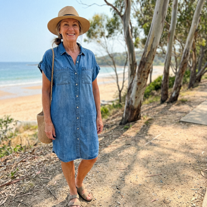 Sophia™ - Casual Denim Print Dress