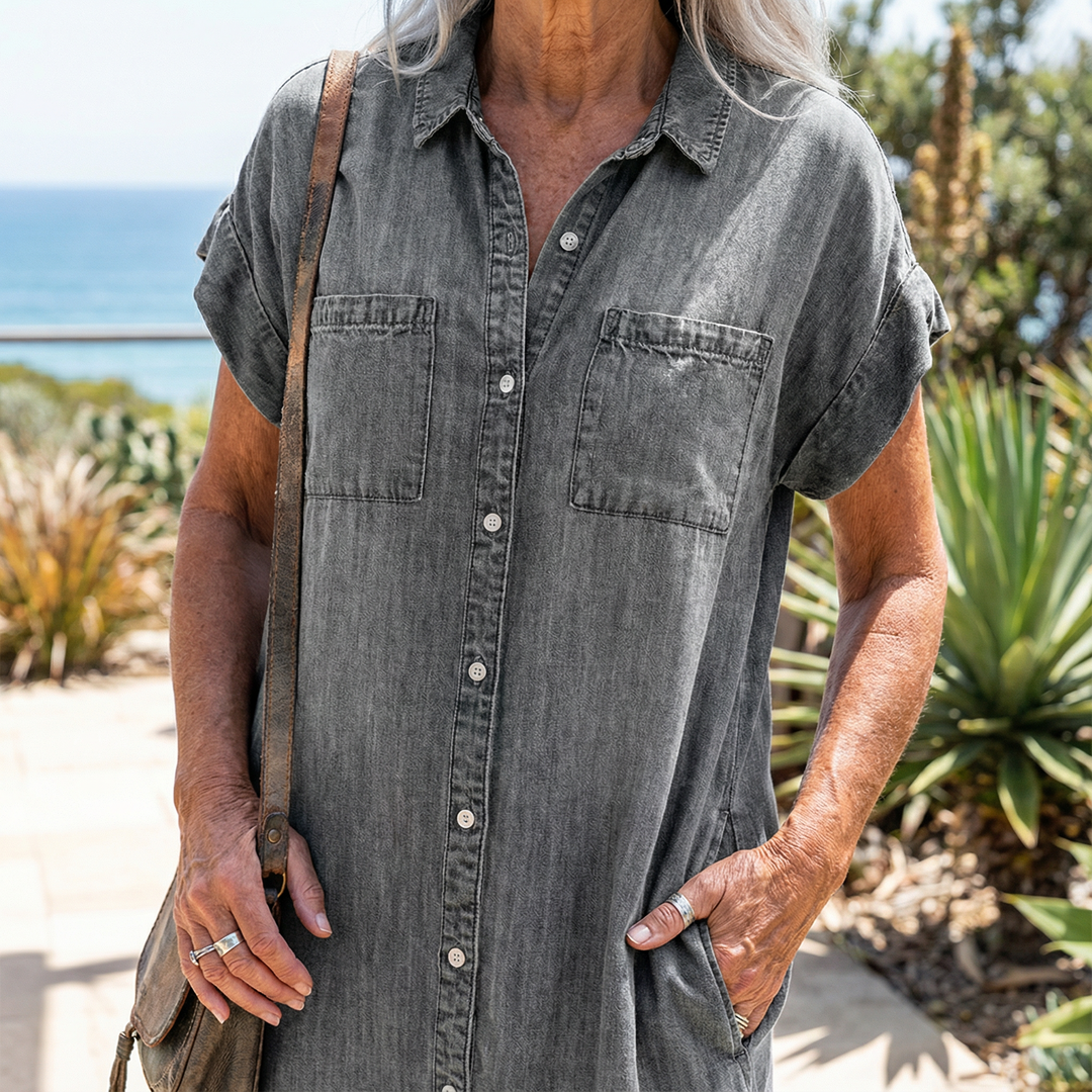 Sophia™ - Casual Denim Print Dress