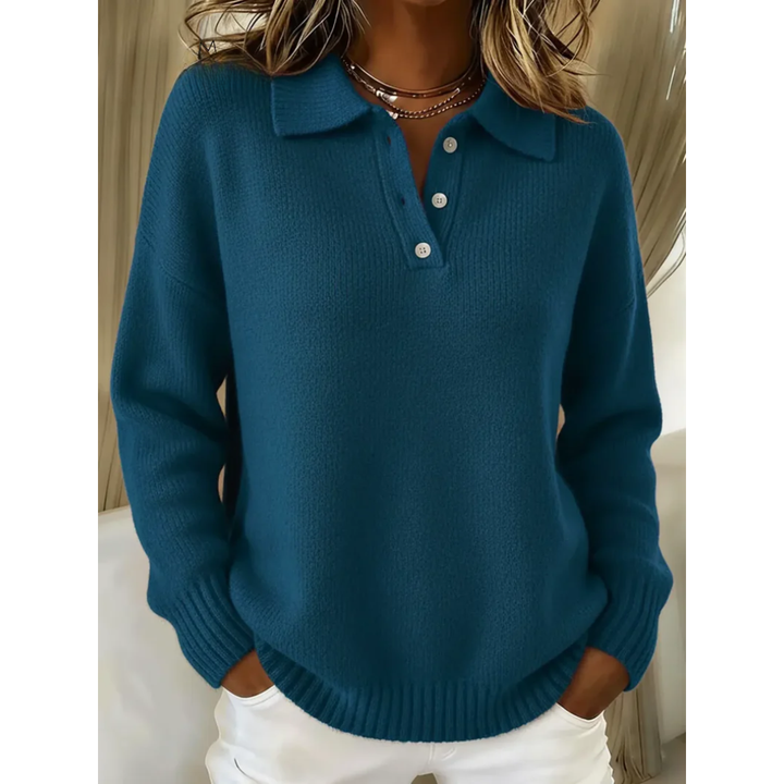 Janelle™ | Soft Knit Polo Sweater